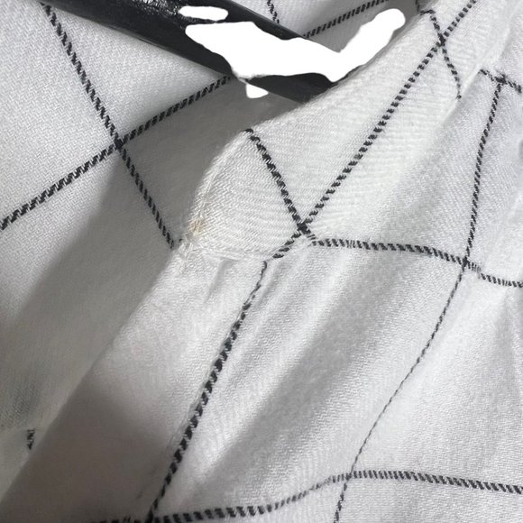 Joie Rangi Black White Windowpane Ruffle Long Sleeve Button Up Top Medium - Picture 6 of 9